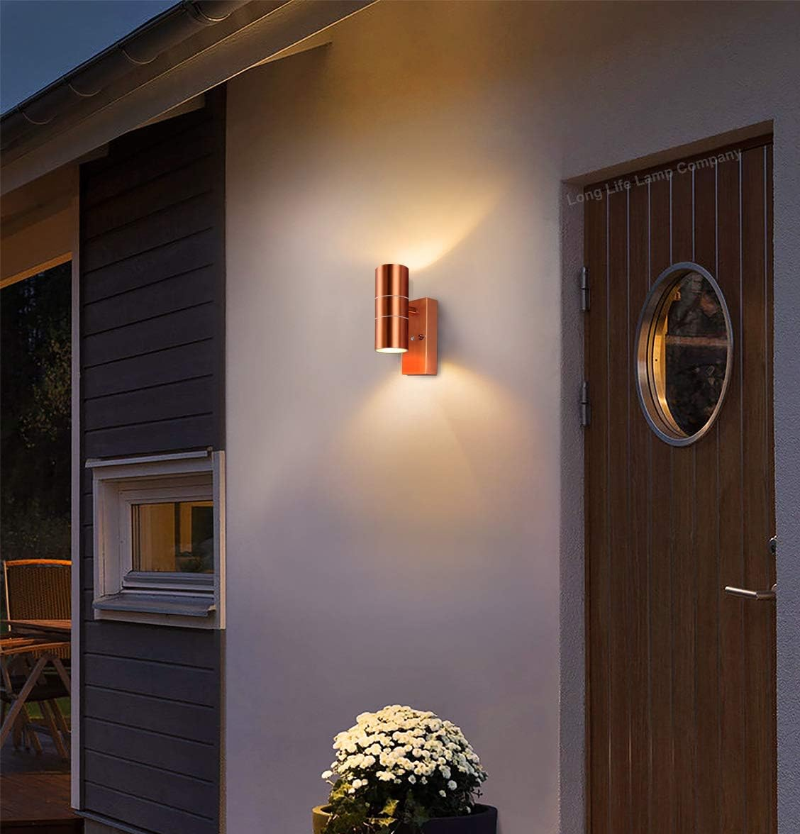 Dusk Till Dawn Sensor Copper Wall Light Stainless Steel Up And Down Light