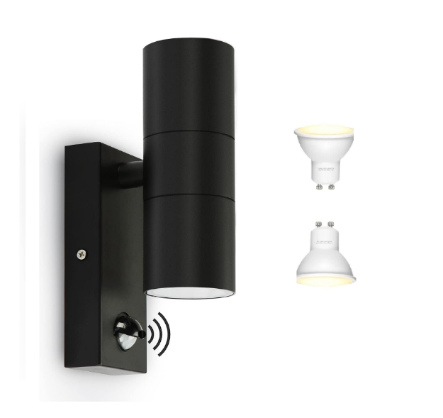 Picture of Outdoor Wall Light Black, Stainless Steel Up & Down PIR Sensor Outdoor Security Wall Light