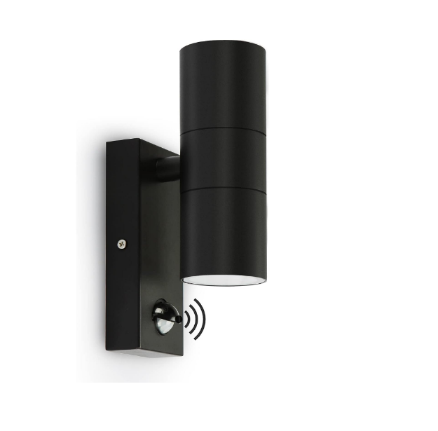 Picture of Outdoor Wall Light Black, Stainless Steel Up & Down PIR Sensor Outdoor Security Wall Light ( Excluded Bulbs )