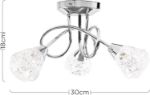 Picture of Modern 3 Way Crossover Silver Chrome Ceiling Light with Diamond Effect Glass Shades For Hallway Living Room
