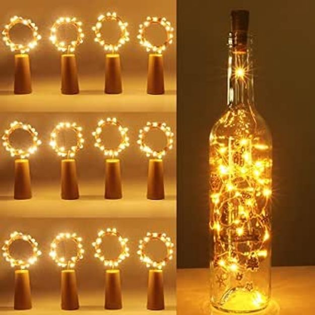 Picture of Bottle Lights 12 Packs Cork Lights for Wine Bottles 2m 20 LED Copper Wire Fairy Lights for Indoor Decoration