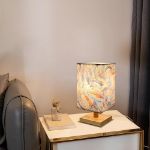 Picture of Bedside Table Lamp Nightstand Bedroom Lamp with White Fabric Shade Small Bedside Lamp for Bedroom Living Room