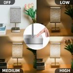 Picture of Touch Control Table Lamp, 3-Way Dimmable Bedside Lamps Nightstand Lamps with Flaxen Fabric Shade for Bedroom Living Room,LED Bulb Included Brand: Aomeya