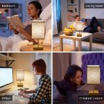 Picture of Touch Control Table Lamp, 3-Way Dimmable Bedside Lamps Nightstand Lamps with Flaxen Fabric Shade for Bedroom Living Room,LED Bulb Included Brand: Aomeya