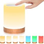 Picture of Table Lamp, Touch Sensor Bedside Lamps, Dimmable Warm White Light & Color Changing RGB for Bedrooms Living Room