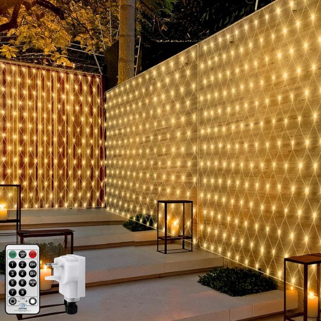 Picture of Outdoor Net Lights, Mesh Lights Plug in, 3M X 2M 200 LED Garden Tree Lights Outside Fairy Lights 8 Mode Waterproof Connectable Light