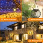 Picture of Solar Lantern Outdoor Garden with IP65 Waterproof Hanging Solar Lights Auto On Off Metal Yard Art Garden Lights - 2 Pack