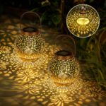 Picture of Solar Lanterns Outdoor - Garden Ornaments Outdoor - Metal Hanging Solar Garden Lights, Waterproof Solar Powered Solar Lantern for Outside Yard Patio Lawn Garden