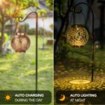 Picture of Solar Lanterns Outdoor - Garden Ornaments Outdoor - Metal Hanging Solar Garden Lights, Waterproof Solar Powered Solar Lantern for Outside Yard Patio Lawn Garden