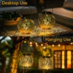 Picture of Solar Lanterns Outdoor - Garden Ornaments Outdoor - Metal Hanging Solar Garden Lights, Waterproof Solar Powered Solar Lantern for Outside Yard Patio Lawn Garden