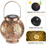 Picture of Solar Lanterns Outdoor - Garden Ornaments Outdoor - Metal Hanging Solar Garden Lights, Waterproof Solar Powered Solar Lantern for Outside Yard Patio Lawn Garden