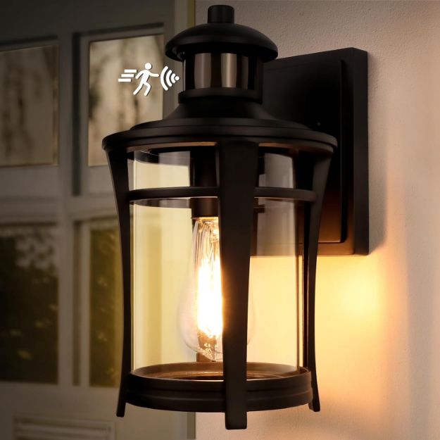 Picture of Outdoor Wall Lights, Security Motion Sensor Wall light, Waterproof Aluminum Dusk Till Dawn 3 Lighting Modes Wall Lantern Sconce 