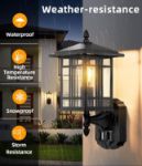 Picture of Outdoor Wall Light, Motion Sensor Light Outdoor, Waterproof Aluminum Security Light Sensor Wall Lantern Black Anti-Rust Wall Light