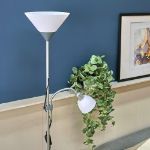 Picture of Modern Metallic Silver 2 Way Mother/Father Parent & Child Uplighter and Spotlight Design Floor Lamp