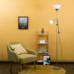 Picture of Modern Metallic Silver 2 Way Mother/Father Parent & Child Uplighter and Spotlight Design Floor Lamp