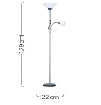 Picture of Modern Metallic Silver 2 Way Mother/Father Parent & Child Uplighter and Spotlight Design Floor Lamp