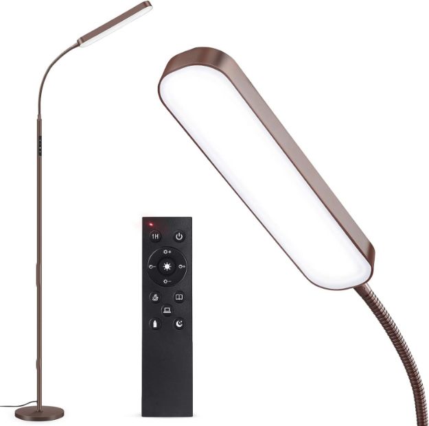 Picture of LED Floor Lamp 15W 1500LM, Adjustable Gooseneck LED Modern Lamp with 4 Color Temperature and Stepless Dimmer, Remote and Touch Control for Reading Living Room Bedroom