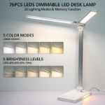 Picture of LED Desk Lamp, Dual Swing-Arm Table Lamp with 5 Color Modes & 5 Brightness Levels, 45 Min Auto-Timer, 3 Night Light Modes Eye-Caring Desk Light