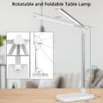 Picture of LED Desk Lamp, Dual Swing-Arm Table Lamp with 5 Color Modes & 5 Brightness Levels, 45 Min Auto-Timer, 3 Night Light Modes Eye-Caring Desk Light