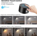 Picture of LED Wall Light, Rechargeable LED Wall Lamps, 3 Color Modes, 360° Rotatable Touch Control, Wireless Wall Mounted for Bedroom Living Room