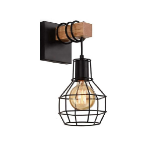 Picture of Vintage Wall Light Wooden Wall Lamp Industrial Black Diamond Cage Wall Sconces Indoor Lighting for Living Room, Bedroom 