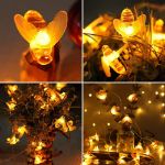 Picture of Solar Garden Lights, Honey Bee Fairy String Lights, 7M/24Ft 8 Mode Waterproof Outdoor Garden Lighting for Flower Fence, Lawn, Patio (Warm White) 