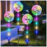 Picture of Solar Lights Outdoor Garden, 4 Pack Dandelion Garden Lights with 16 Colourful LEDs, Waterproof Solar Flower Lights for Lawn Yard Garden 