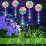 Picture of Solar Lights Outdoor Garden, 4 Pack Dandelion Garden Lights with 16 Colourful LEDs, Waterproof Solar Flower Lights for Lawn Yard Garden 