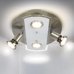 Picture of 4 Way Round Plate Led Ceiling Spotlight,Rotatable Ceiling Lights Brushed Nickel with Frosted Glass Kitchen Spotlight