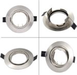 Picture of  6X LED Recessed GU10 Spot Light Fittings 30° Tilt Downlights for Ceiling Round Brushed Chrome Spotlights