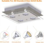 Picture of Modern Ceiling Light Chrome LED Kitchen Spotlight Fittings 4 Way Ceiling Spots GU10 Square Flush Lamp - Bulbs Not Included