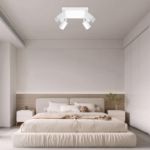 Picture of 4 Way Ceiling Spotlight Fitting, GU10 LED Ceiling Light Rotatable, Indoor Spotlights Ceiling Lights, Modern White Metal Square Ceiling Spotlight - Bulb Not Included