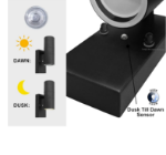 Picture of Black Wall Lights, Up and Down Lamp with Motion Sensor, IP44 Black Stainless Steel Outside Lighting Mains Powered Fixtures