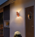 Picture of Outdoor Wall Light Dusk Till Dawn Sensor Copper Finish Stainless Steel Up and Down Shining IP65