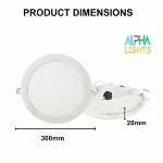 Picture of 24W LED Recessed Downlights,  Flat Ultra Slim Lamp Cool White 7000K, Super Bright Ceiling Light