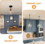 Picture of 2 Pack Pendant Light - Vintage Glass Pendant Light, Clear Glass Kitchen Island Lights Fittings Ceilings fit for Dinning Table Hallway Entryway (ø20CM)