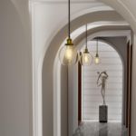 Picture of 2 Pack Pendant Light - Vintage Glass Pendant Light, Clear Glass Kitchen Island Lights Fittings Ceilings fit for Dinning Table Hallway Entryway (ø20CM)