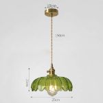 Picture of Industrial Vintage 25cm Glass Lotus Pendant Light, Retro E27 Loft Bar Ceiling Hanging Lamp(Green)