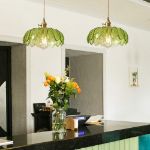 Picture of Industrial Vintage 25cm Glass Lotus Pendant Light, Retro E27 Loft Bar Ceiling Hanging Lamp(Green)