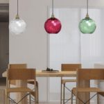 Picture of Industrial Vintage Spherical Pendant Light, 20cm Colorful Glass Ball Lampshade in Water Ripple, Retro Loft Bar E27 Ceiling Hanging Lamp(Green)