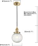 Picture of Industrial Glass Pendant Light Fitting, Ribbed Ball Hanging Ceiling Light for Kitchen Island,Dining Room,Bedroom,Living Room(Antique)