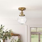 Picture of Industrial Loft Bar Ribbed Glass Pendant Ceiling Light,Globe Ceiling Pendant Light Fitting for Kitchen Bedroom Living room (Antique)