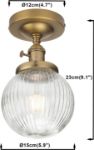 Picture of Industrial Loft Bar Ribbed Glass Pendant Ceiling Light,Globe Ceiling Pendant Light Fitting for Kitchen Bedroom Living room (Antique)