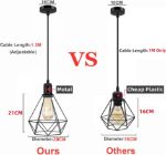 Picture of Vintage Pendant Light Black Metal Cage Ceiling Hanging Lamp Adjustable Basket Pendant Lighting for Kitchen Island Bedroom Bar Cafe Hallway