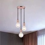 Picture of Modern Spiral 3 Pendant Light Fitting, Retro E27 Edison Style Lamp Holder,Suspended Pendant Light Fitting-Rose Copper