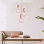 Picture of Modern Spiral 3 Pendant Light Fitting, Retro E27 Edison Style Lamp Holder,Suspended Pendant Light Fitting-Rose Copper