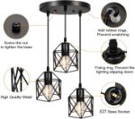 Picture of Vintage 3-Lights Ceiling Lamp Adjustable Hanging Pendant Lights Industrial Flush Mount Ceiling Lighting Fixture E27 Base Black 