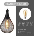 Picture of Hanging Lamp Battery Powered with 6-Hour Timer, Decorative Pendant Lamp 28cm High Cage Battery Lamp for Garden 