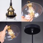 Picture of Industrial Glass Pendant Light Village Ceiling Lightshade Retro Hanging Lighting Classic Pendant Lamp Fixture E27 Bulb Base for Restaurant Kitchen Island Dining Room Bar Hallway