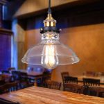 Picture of Industrial Glass Pendant Light Village Ceiling Lightshade Retro Hanging Lighting Classic Pendant Lamp Fixture E27 Bulb Base for Restaurant Kitchen Island Dining Room Bar Hallway